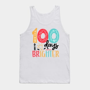 100 Days Brighter 100 days of School gift for Teacher Kids Tank Top